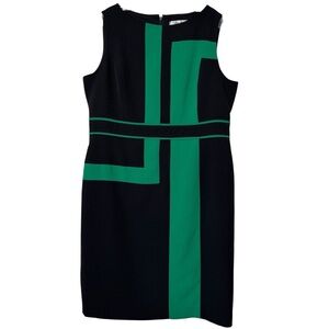 Jones Studio Green Black Colorblock Sheath Dress | Size 16